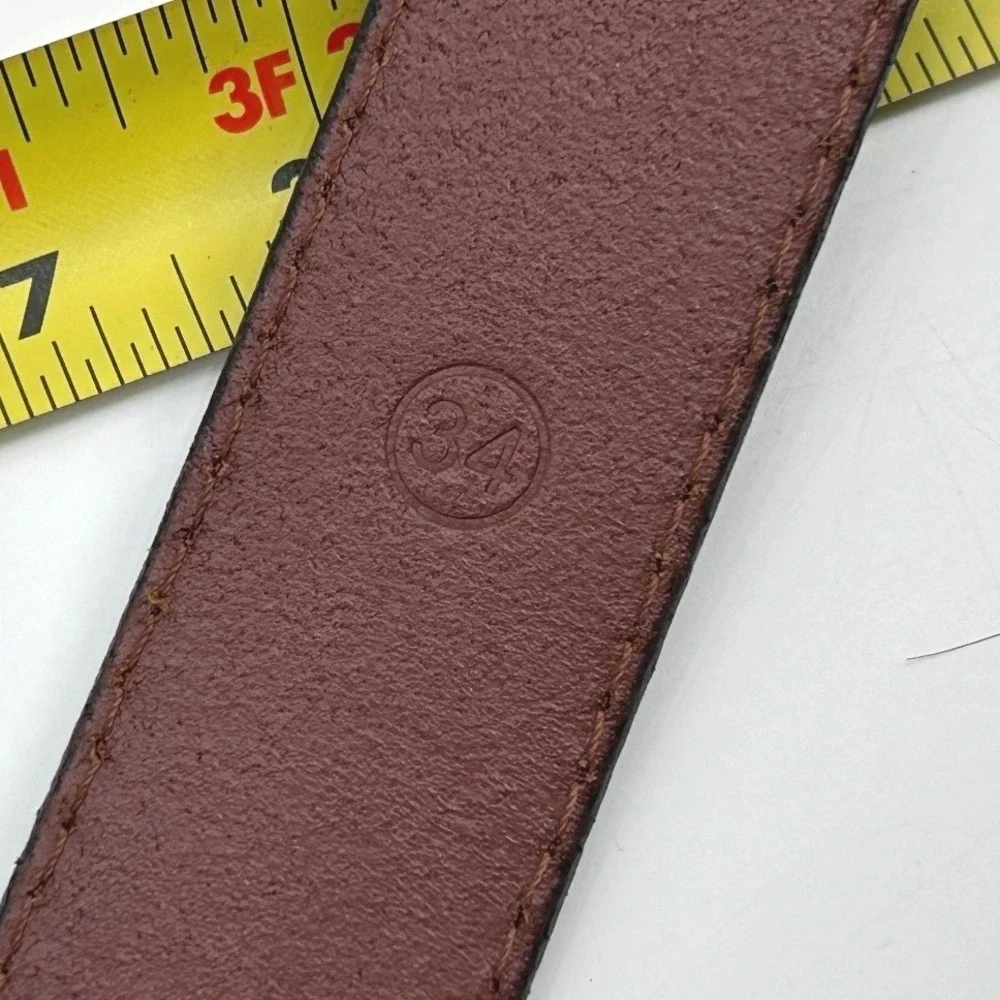 J.Crew Mens Embossed Genuine Italian leather dress belt Size 34 Tooled Heritage